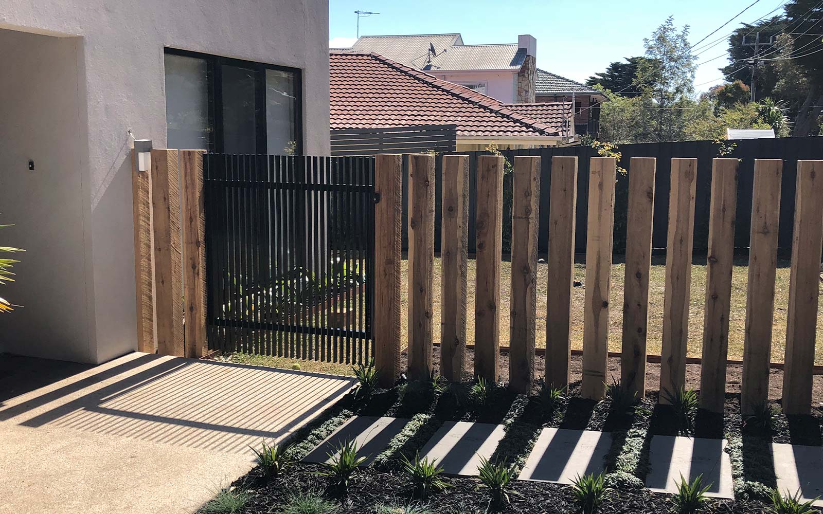 timber and steel pedestrian gate